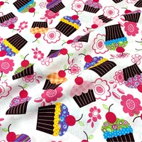 100 cotton fabric digital printing dress tweed diy clothing fabric cloth material sewing black bottom cartoon cake pattern