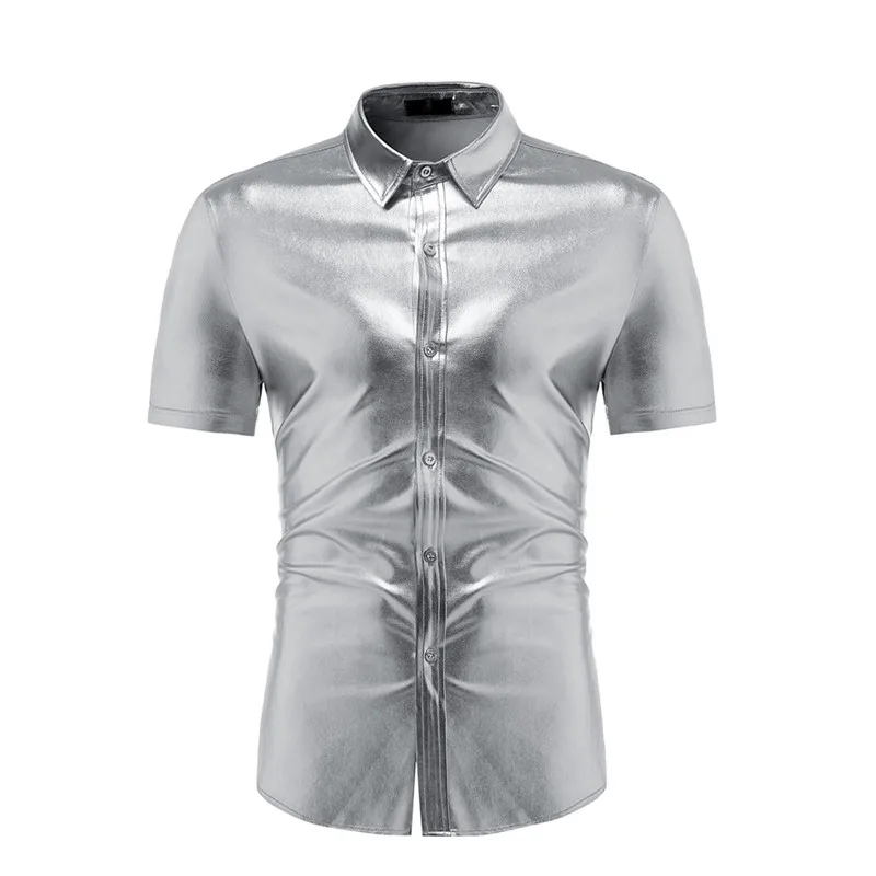 Мужские яркие рубашки с короткими рукавами золотого цвета повседневные мужские