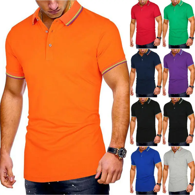 

Men Solid Po-lo Shirt T Shirt Summer Short Sleeve Beach Casual Shirts Holiday
