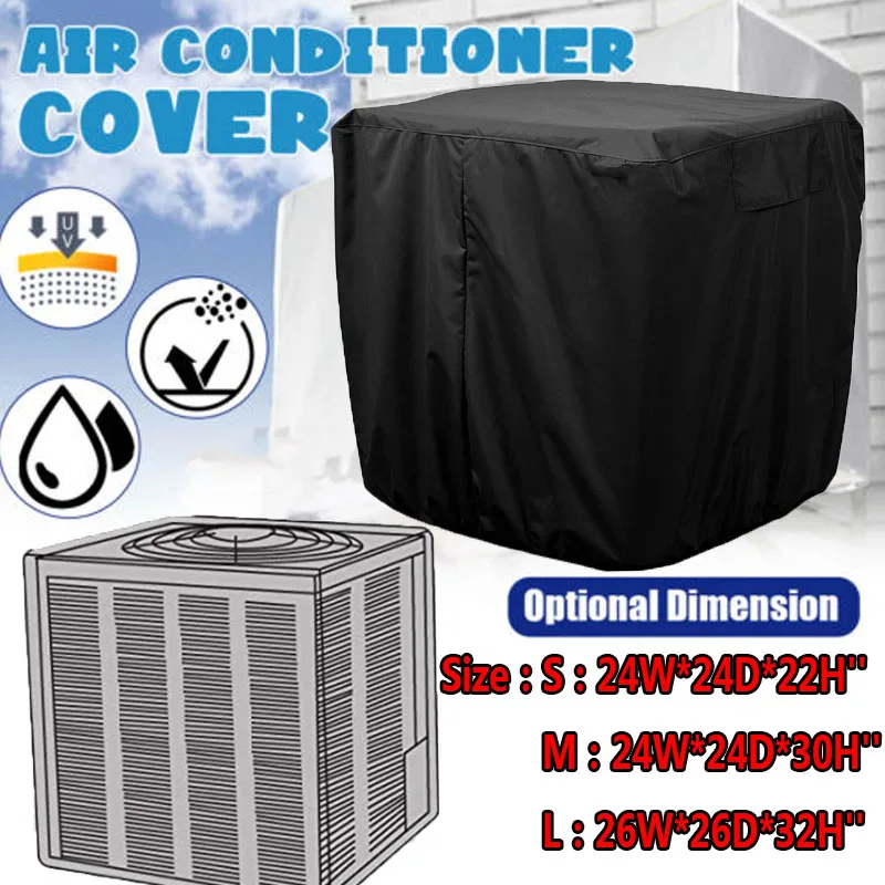 

420D Oxford Cloth Outdoor Air Conditioning Cover Black Anti-Snow Foldable Air Conditioner Protector Anti-Dust Cleaning Cover