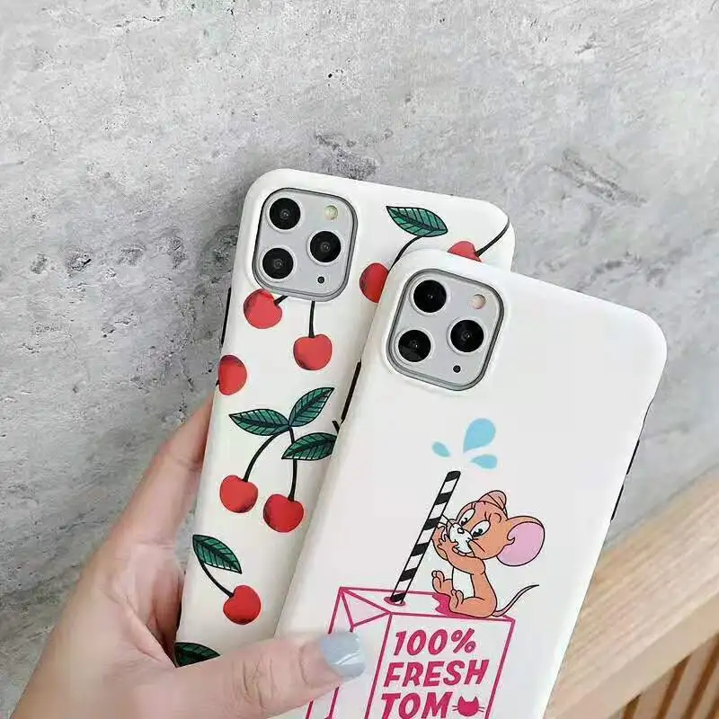 Cute Cherry Jerry Mouse Scrub soft Silicone case for iphone 11 Pro Max XS XR X 6 6s 7 8 Plus Funny Fresh Milk Phone back cover |
