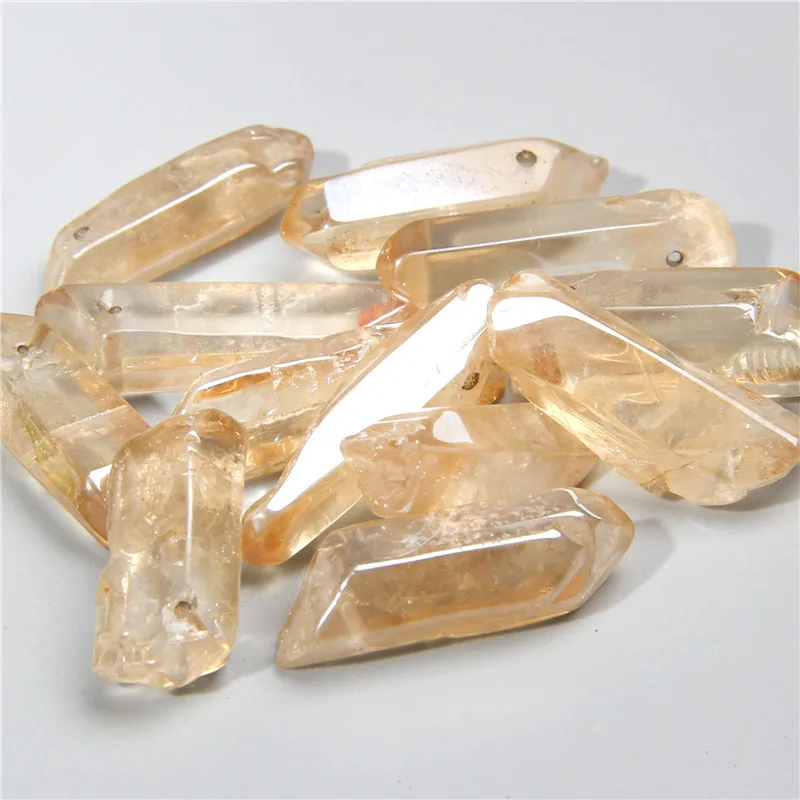 10 шт. подвески с натуральными кристаллами цвета шампанского в форме сырого