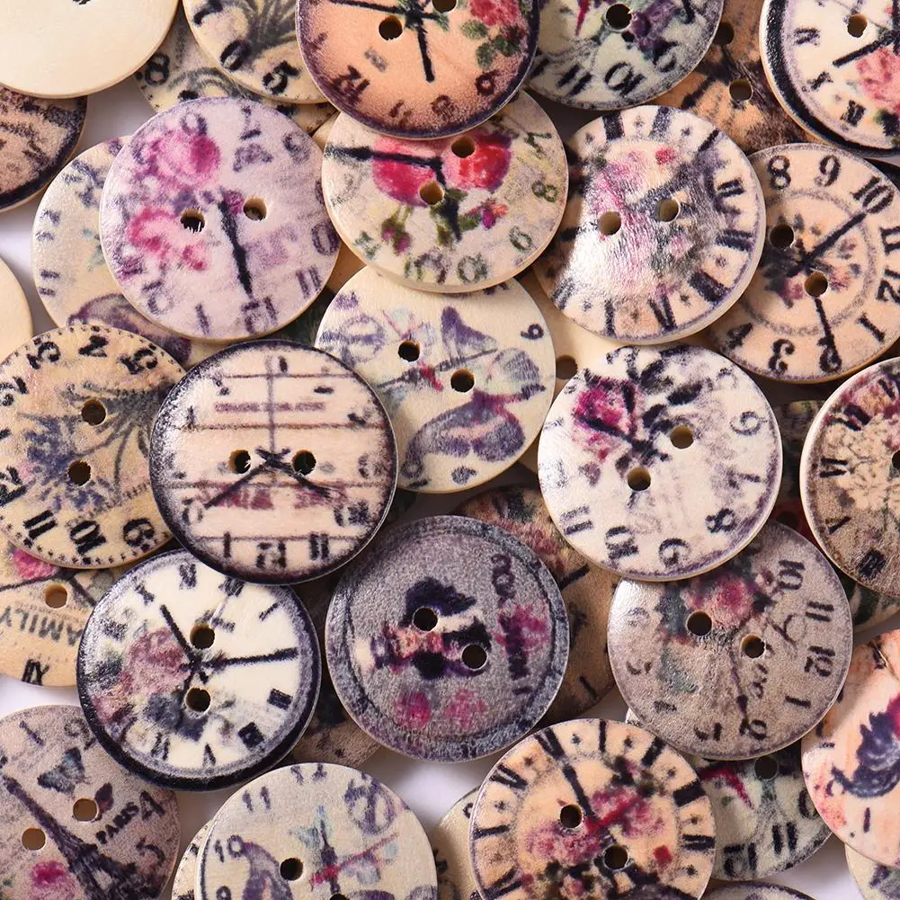50 шт. деревянные пуговицы с 2 отверстиями | Дом и сад
