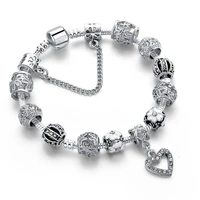 attractto unique silver heartsnowflake braceletsbangles for women jewelry crystal bracelet charms flower bracelet sbr190317