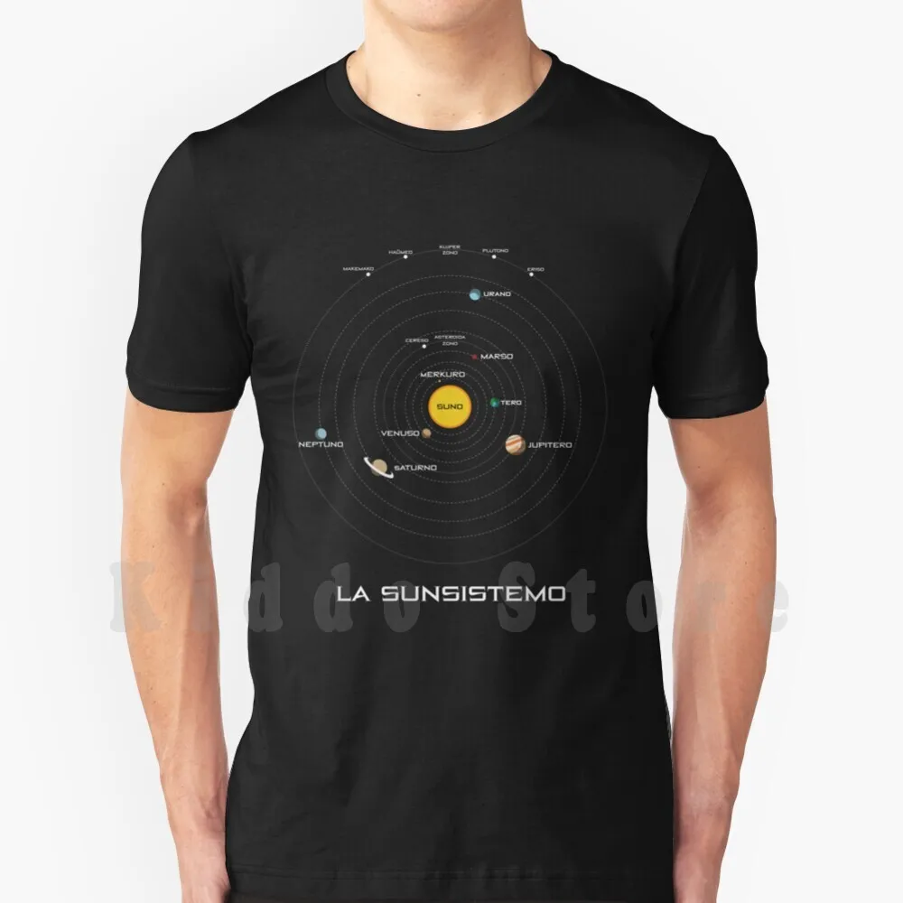 La Sunsistemo-Die Solar System In Esperanto T Shirt Druck Für Männer Baumwolle Neue Cool T Esperanto Sunsitemo Solar system