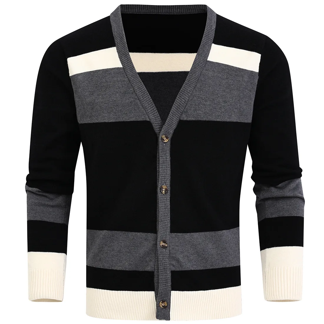 

Autumn New Men's Sweater High Quality Striped Cardigan Sweater