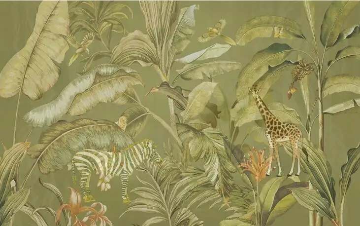 Milofi пользовательские 3D росписи обоев Ретро тропические растения зеброй и