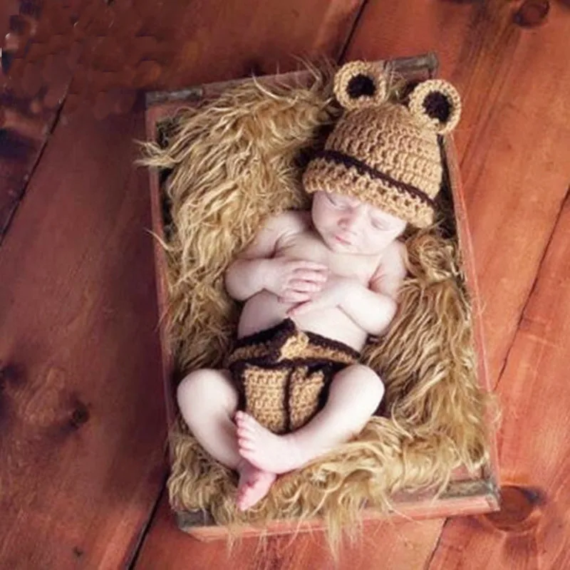 

Knitted Baby Bear Hat Beanie Costume Newborn Photography Props Crochet New Born Coming Home Outfit Baby Clothes for Photo Shoot
