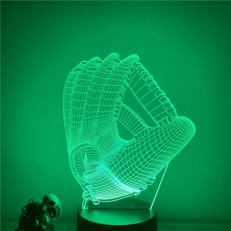 3D светодиодный ночсветильник бейсбольная перчатка экшн фигурка 7 цветов