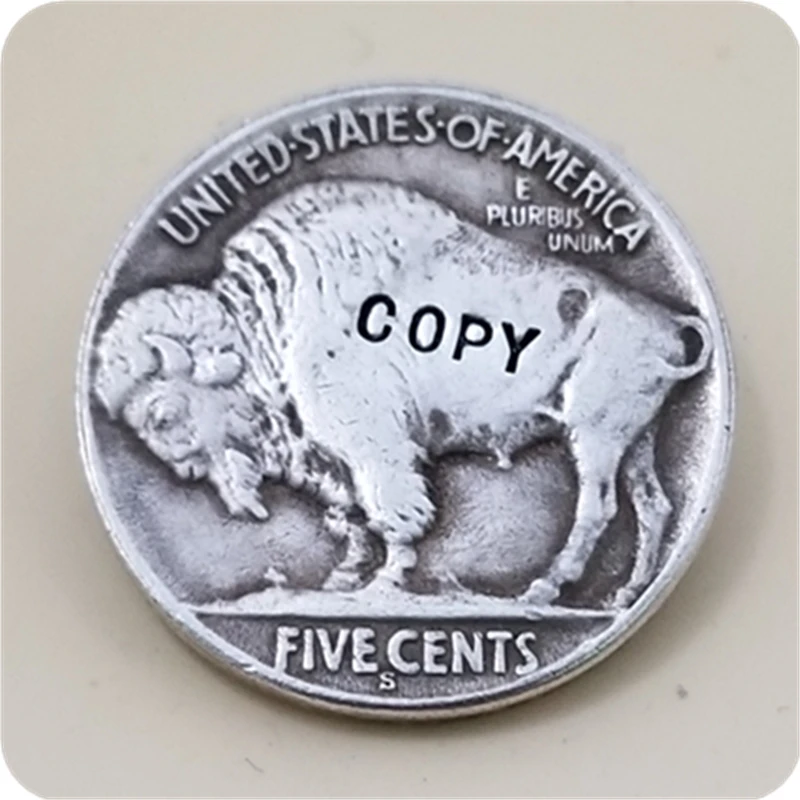 Хобо никелевая монета _ Тип # 19_1936-S с гравировкой в виде американского бизона из