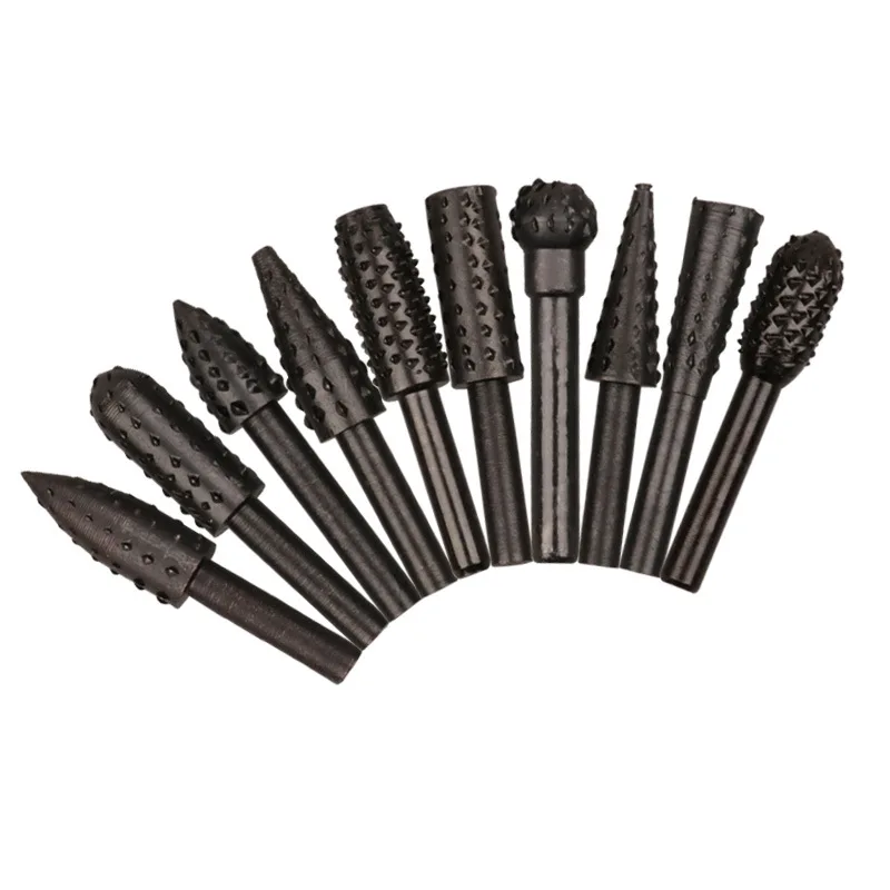 10 PCS Electric Grinder Grinding Head High Speed Steel Woodworking Rotary File Milling Cutter Carving Knife | Инструменты