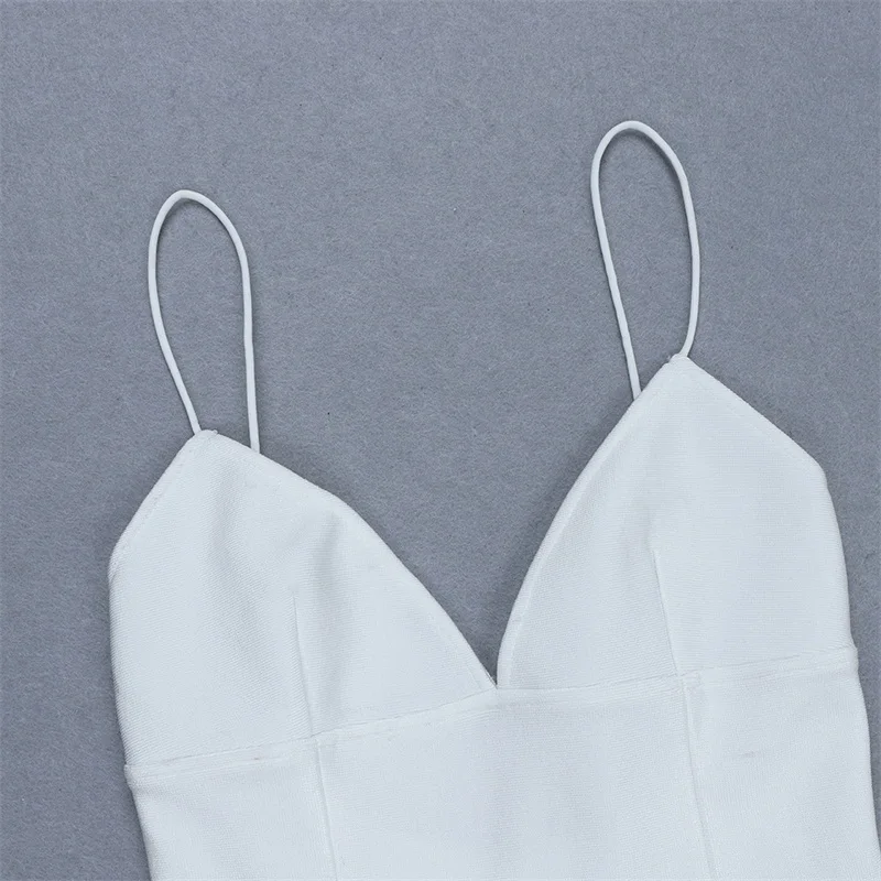 Женское вечернее платье Beateen белое Бандажное на тонких бретельках с отделкой