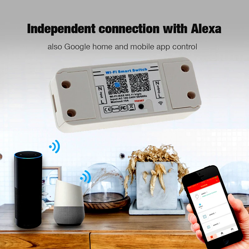 Домашний умный Bluetooth/WiFi переключатель контроллер переменного тока 100-240 В 10A IOS Android приложение вкл/выкл таймер светодиодный контроллер