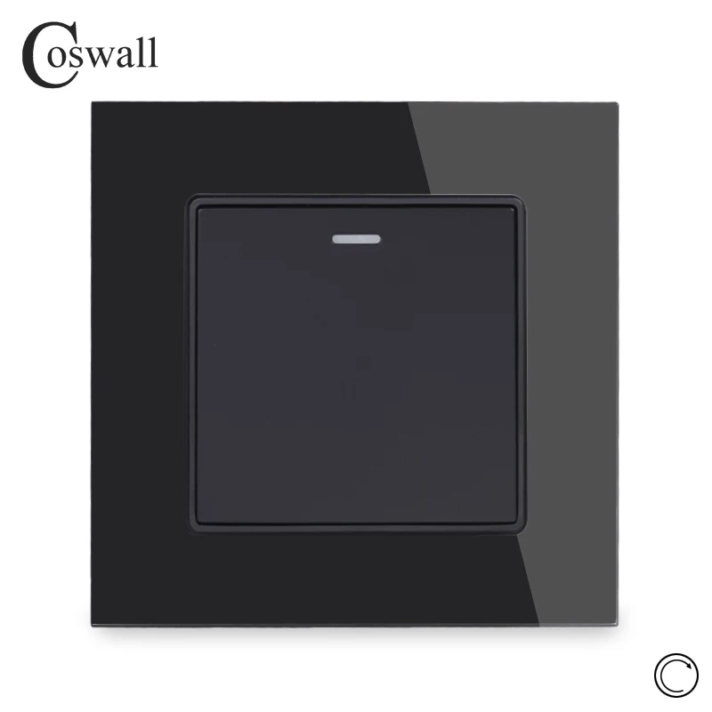 Coswall кристалл стеклянная панель 1 комплект 1 способ сброса импульсный переключатель мгновенный контакт Переключатель кнопочный настенный светильник переключатель 16A