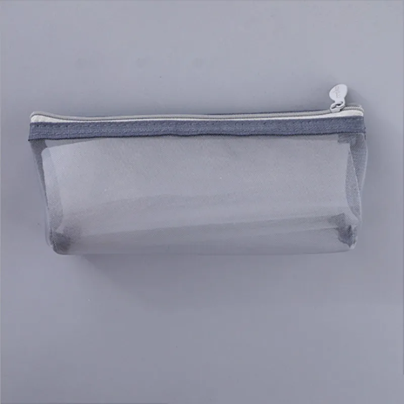 gray 21x9x4cm Черный студент пеналы для школы прозрачный нейлоновый пенал девушка сетки пенал сумка для карандашей канцелярия Школьные принадлежности - Цвет: gray 21x9x4cm