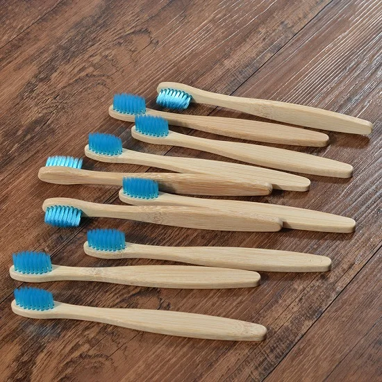 10PC Kids Blue Детская бамбуковая зубная щетка, 10 шт., детская мягкая эко биоразлагаемая зубная щетка без пластика, es, уход за полостью рта, Бамбуковая зубная щетка с эко ручкой - Цвет: 10PC Kids Blue