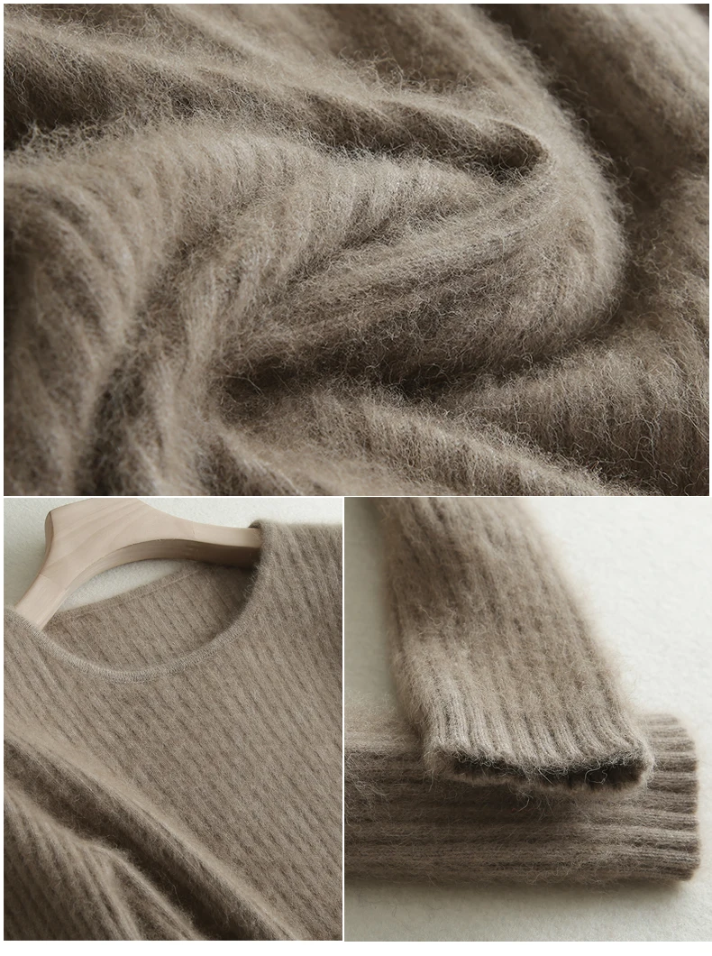 Loose Sweater Women Hot Sale Soft Jumpers Mink Cashmere Knitted New O-Neck Standard Clothes Ladies Pullovers