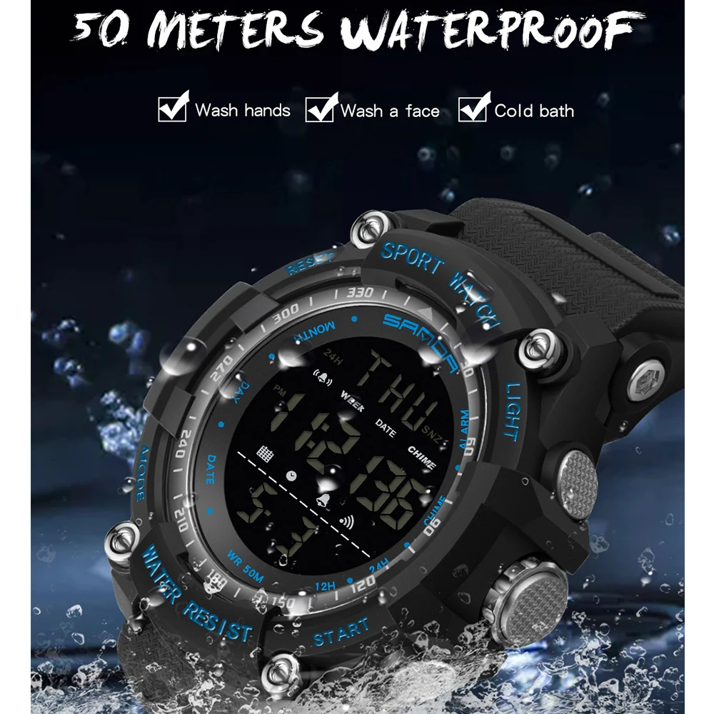Часы наручные G-style мужские цифровые водонепроницаемые модные с обратным