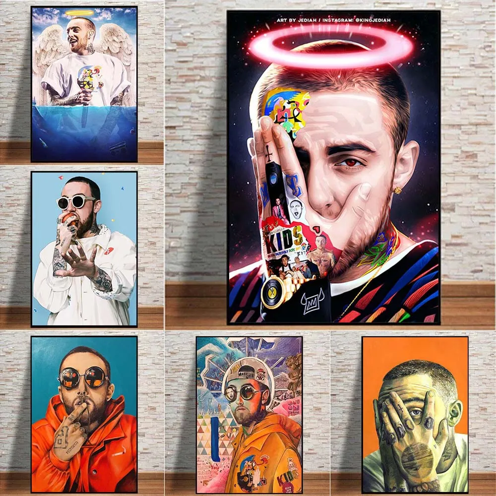 

Canvas Painting Mac Miller Music Singer Posters and Prints Hip Hop Rapper Wall Art Picture for Living Room Home Bedroom Decor