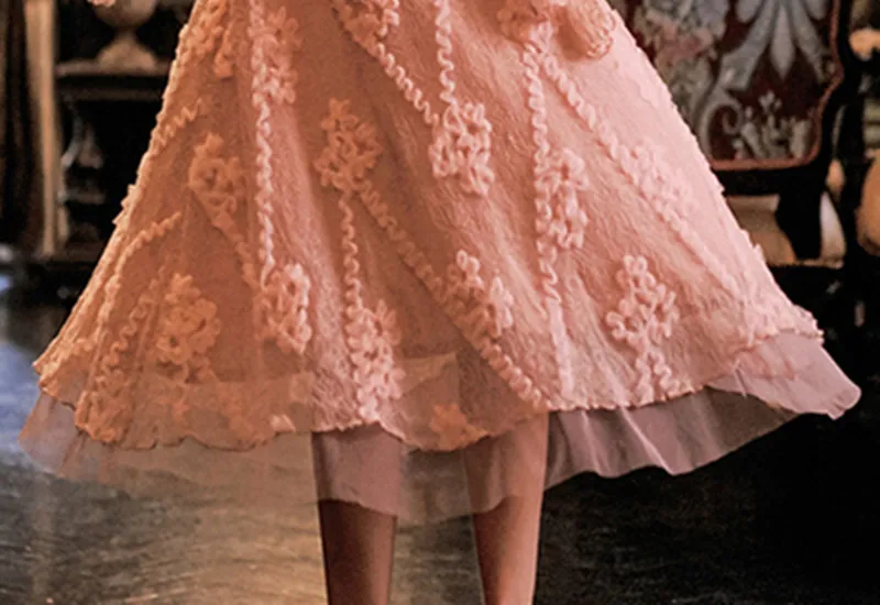 

BLLOCUE Sweet Princess Lace Embroidery Dress Autumn Women Square Collar Flowers Lantern Sleeve Elegant Party Dress