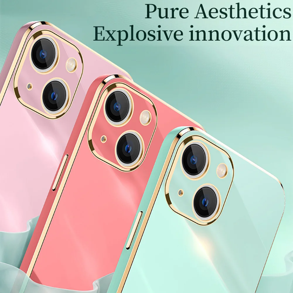 Square Plating Case For iPhone 13 12 11 14 Pro Max XR 7 8 14 Plus 6 XS X 13 12 Mini Coque High Quality Cover Case For iPhone13