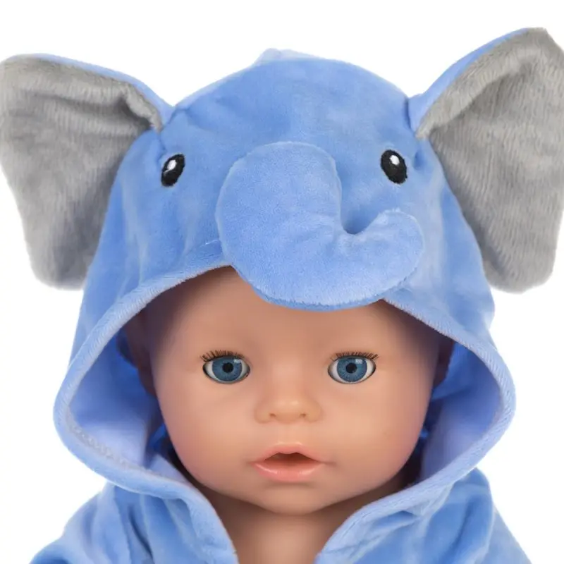 

Doll Clothes for 18 Inch Reborn Dolls Cartoon Blue Bear Elephant Bathrobe Winter Pajamas New Born Baby Nightgown Toys for Girls