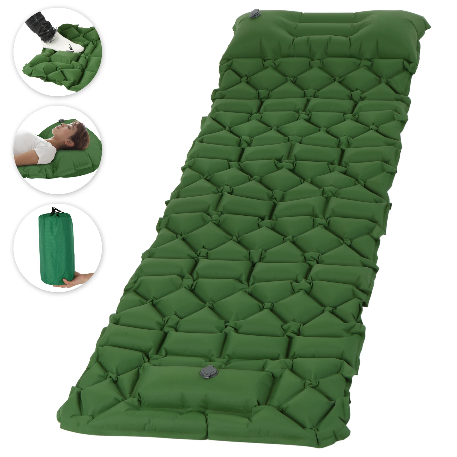 Preço Almofada De Dormir Inflável, Esteira Com Travesseiro, Bomba De Pé, Colchão De Ar Para Mochilão, Caminhadas, Viagem, Almofada Inflável