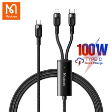 Mcdodo 2 in 1 PD 100W USB C Lightning Cable For iphone 11 12 Pro Max XS 8 Plus ipad Pro Samsung 5A Fast Charing Data Cord Cable