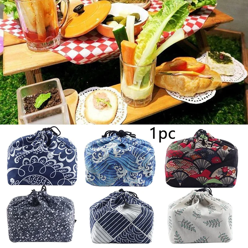 Японский Ланч бокс экологически чистый чехол для ужина сумка тоут из мешковины и