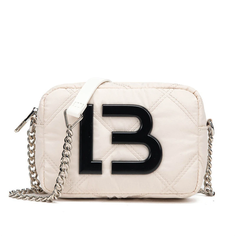 

Брендовые дизайнерские сумки на плечо для женщин, сумки через плечо с испанской молнией и цепочками, нейлоновая Женская сумочка с губной по...