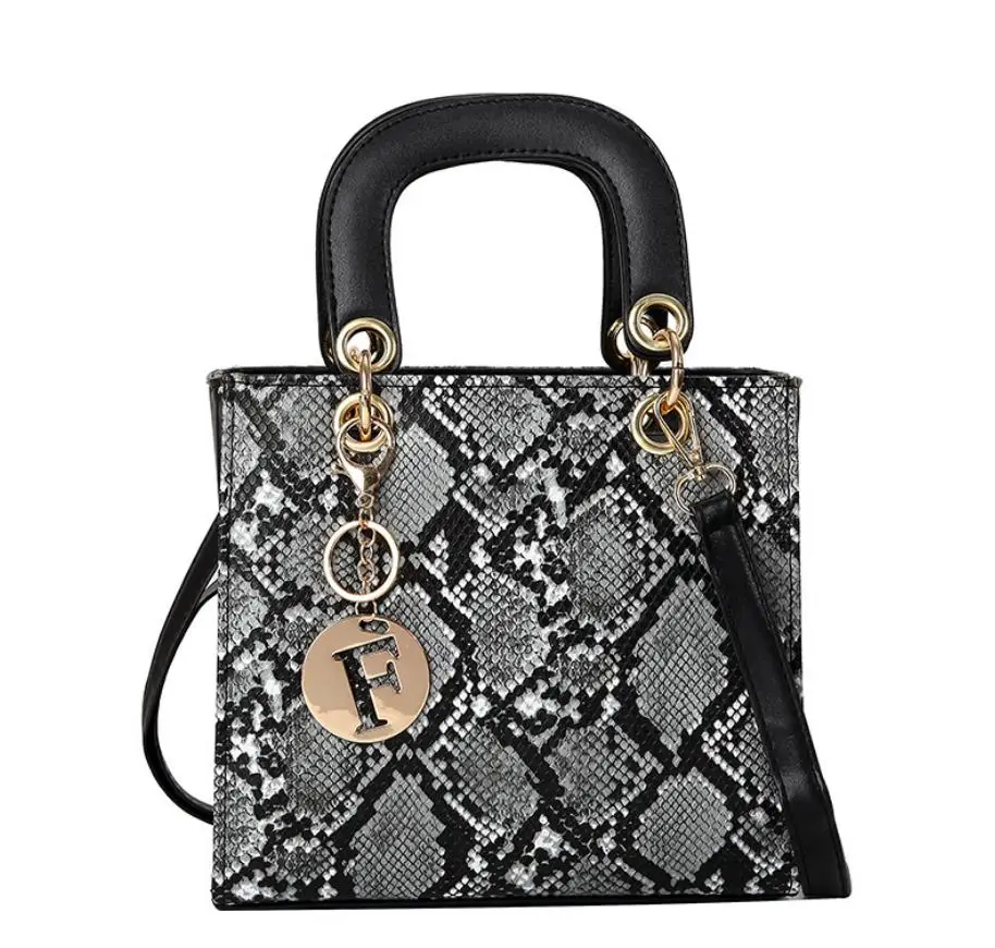 Новая женская вместительная квадратная сумка из змеиной кожи брендовая