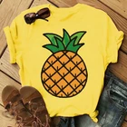 Женская футболка с принтом ананасов, большие размеры