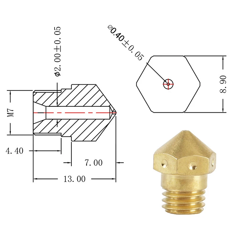 3D принтер Экструдер аксессуары Mk10 Резьбовая латунная насадка 1 75/0 4 мм для Wanhao I3 Plus