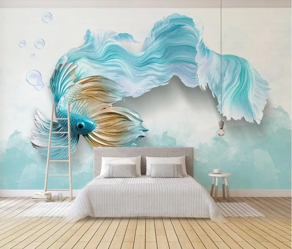 

AINYOOUSEM Modern abstract colorful guppy background wall papier peint papel de parede wallpaper 3d wallpaper stickers