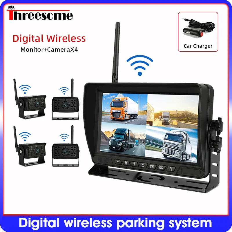 7 дюймовый цифровой беспроводной регистратор грузового автомобиля AHD DVR 4