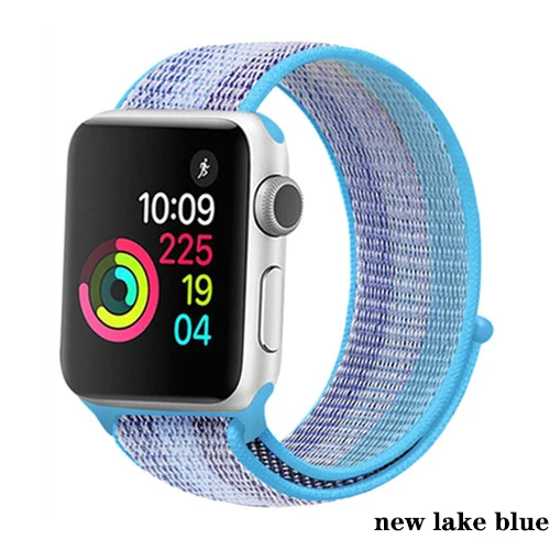 Нейлон pulseira для apple watch band 4 44 мм 40 мм(iwatch 5) apple watch 3 2 1 ремешок 42 мм 38 мм дышащий браслет ремень аксессуары - Цвет ремешка: new lake blue