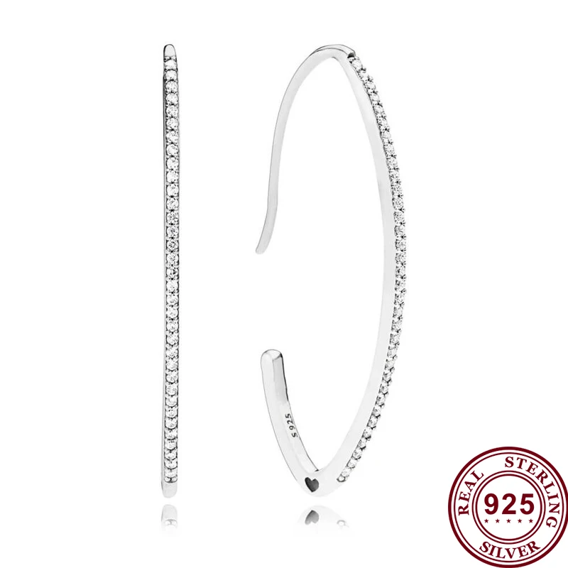 

Original 925 серьги Silver Pan Earrings Oval Flash With Crystal Pan Earrings For Women Wedding Gift Fashion Jewelry
