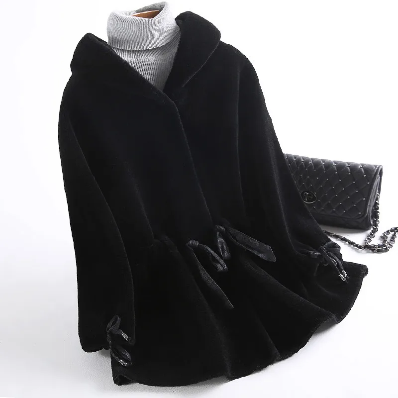 Пальто из овечьей шерсти женское осенне-зимнее теплое длинное свободное верхняя
