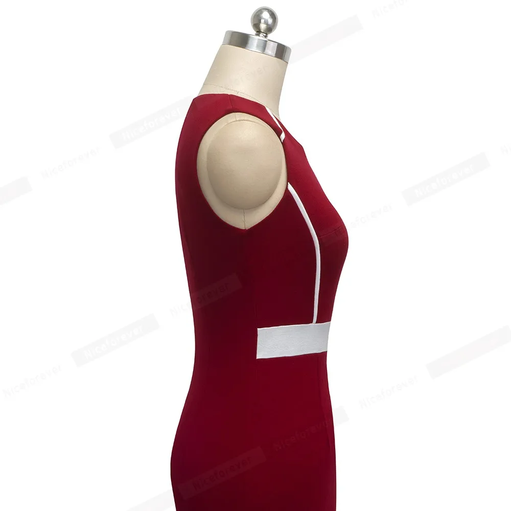 Женское винтажное облегающее платье контрастных цветов Пестрое Деловое для