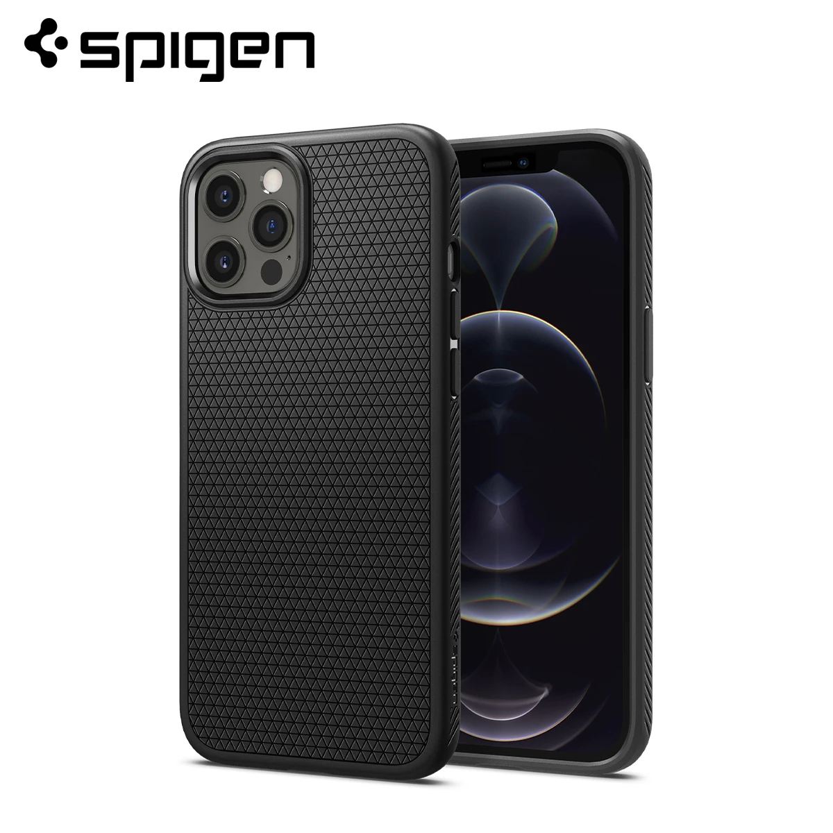 Чехол Spigen для iPhone 12 Pro Max (6 7 дюйма) с жидким воздухом матовый черный гибкий