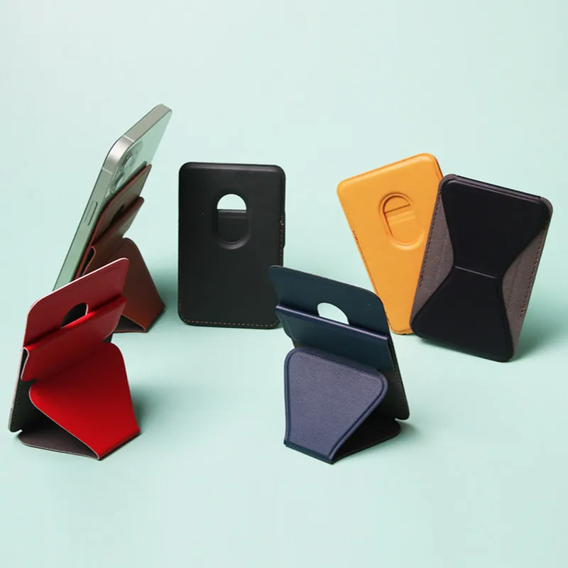 Magnetic Folding Lazy Holder Wallet For iphone 12 Pro Max Ultra-thin Desktop Neutral Back Cover Universal PU Mobile phone Holder