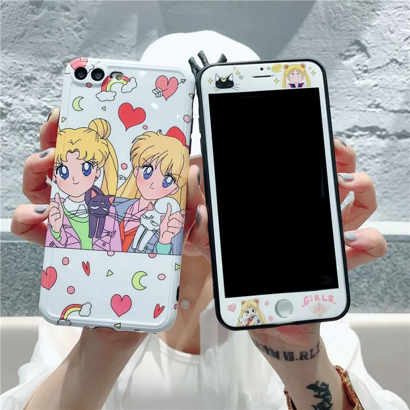 

Чехол для телефона из ТПУ с мультяшным рисунком для iPhone 7, 8 Plus, XR, X, XS, 11 Pro Max, защита экрана с мягкими краями, закаленное стекло