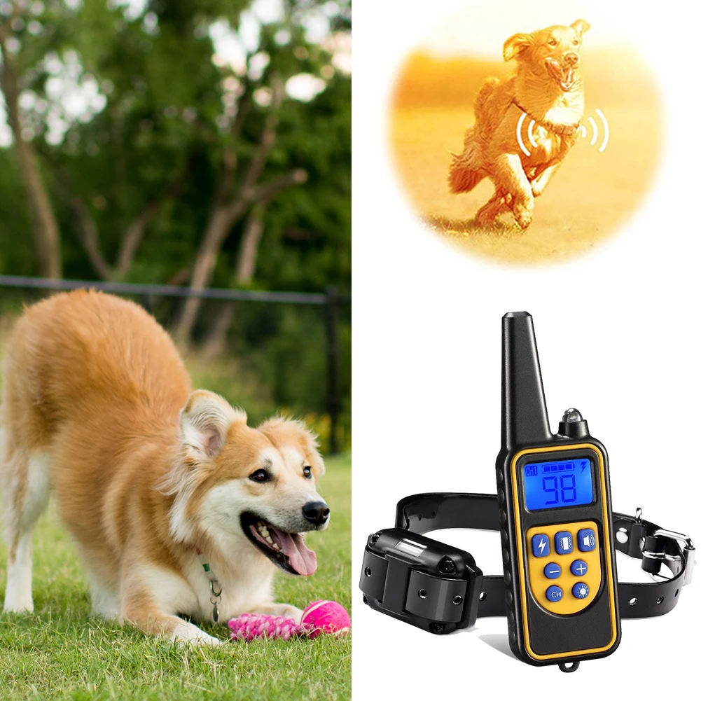 

Electric Dog Training Collar Automatic Training Vibration Remote Control Anti Barking Equipment LCD Display for Pets Trainer