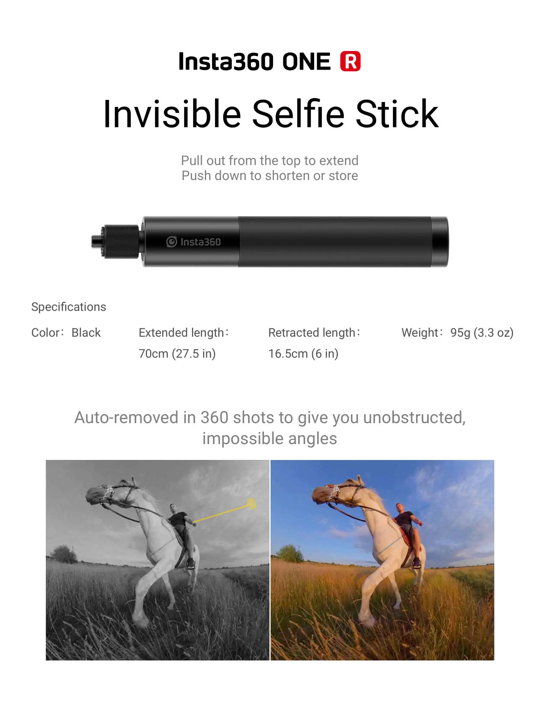 Невидимая селфи палка/аксессуар для Insta360 ONE R/ One X2 /one x невидимая палка|Штативы| |