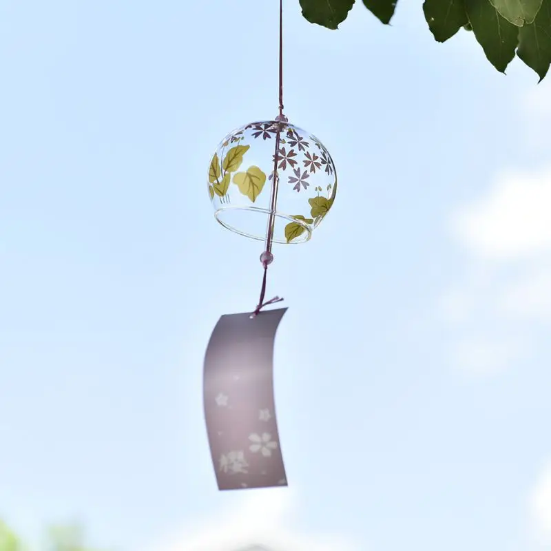 Wind Chimes Japan Style Wind Bells Wind Chimes Minimalism Handpaint Sakura Glass Home Garden Hanging Wind Bells Decoration