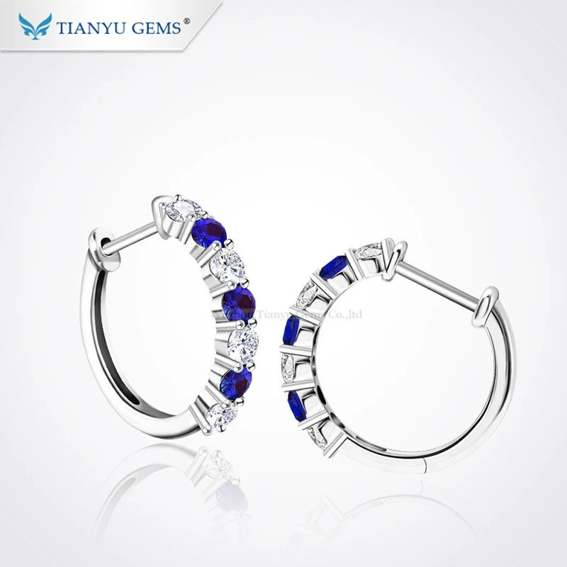 

Tianyu Gems 14K White Gold 3mm Sapphire&Moissanite Diamonds Clip Earrings Women Au585 Wedding Earrings Fine Jewelry Accessories