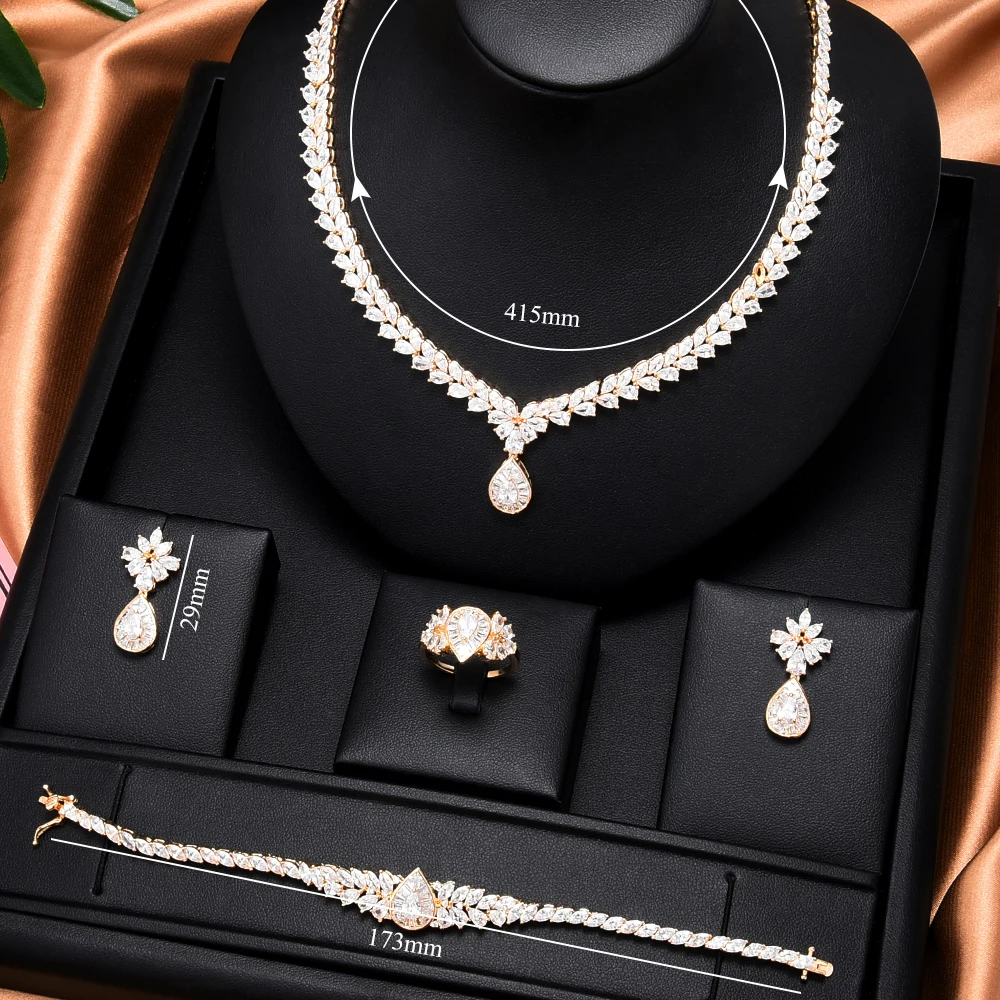 

GODKI Famous Brand 4PCS Green CZ Luxury African Jewelry Set For Women Wedding Party Zircon Crystal Dubai Bridal Jewelry Set Gift