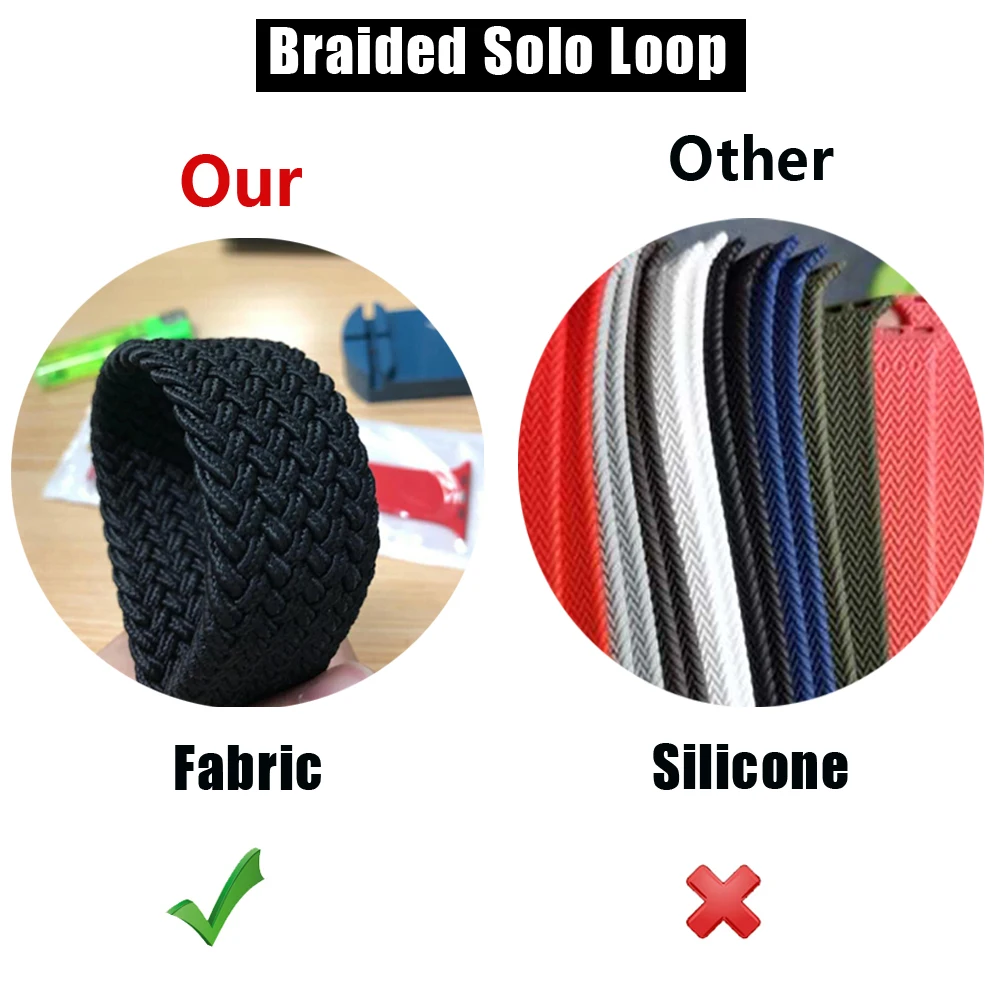 

Braided Solo Loop For Apple watch band 44mm 40mm 38mm 42mm FABRIC Nylon Elastic belt bracelet iWatch series 3 4 5 se 6 strap