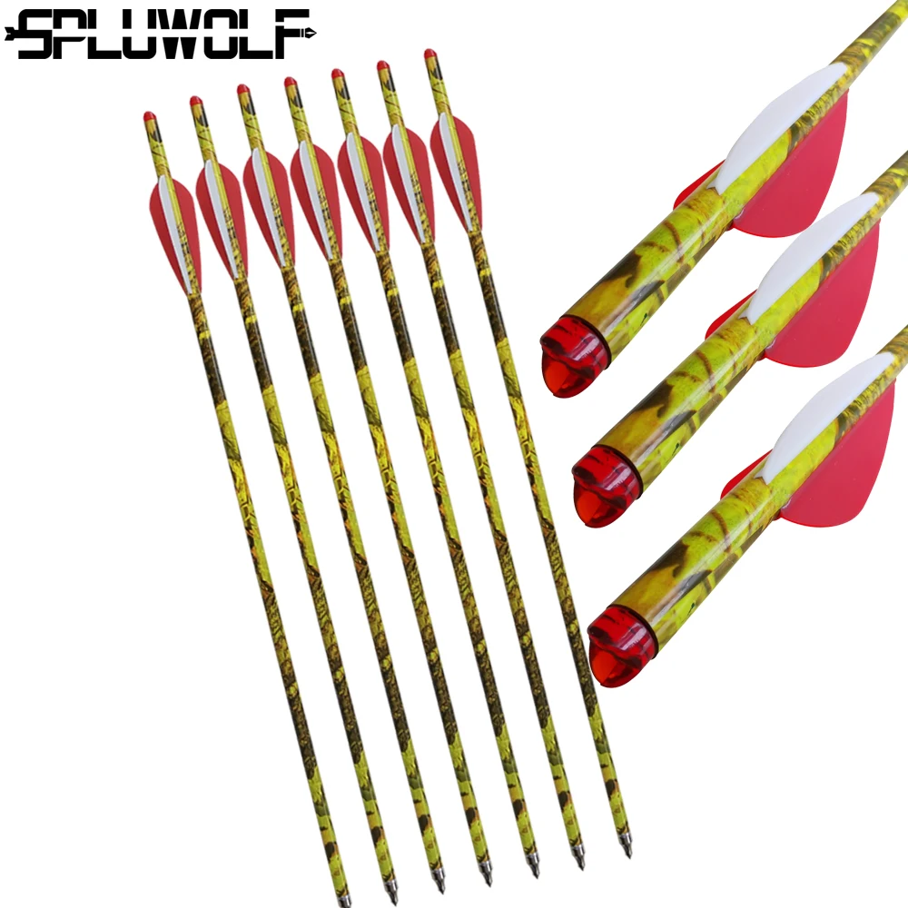 

12 PCS 16"17"18"20" Hunting Archery Bow and Arrow Camouflage Carbon Arrows 400 Crossbow Shooting Bolts