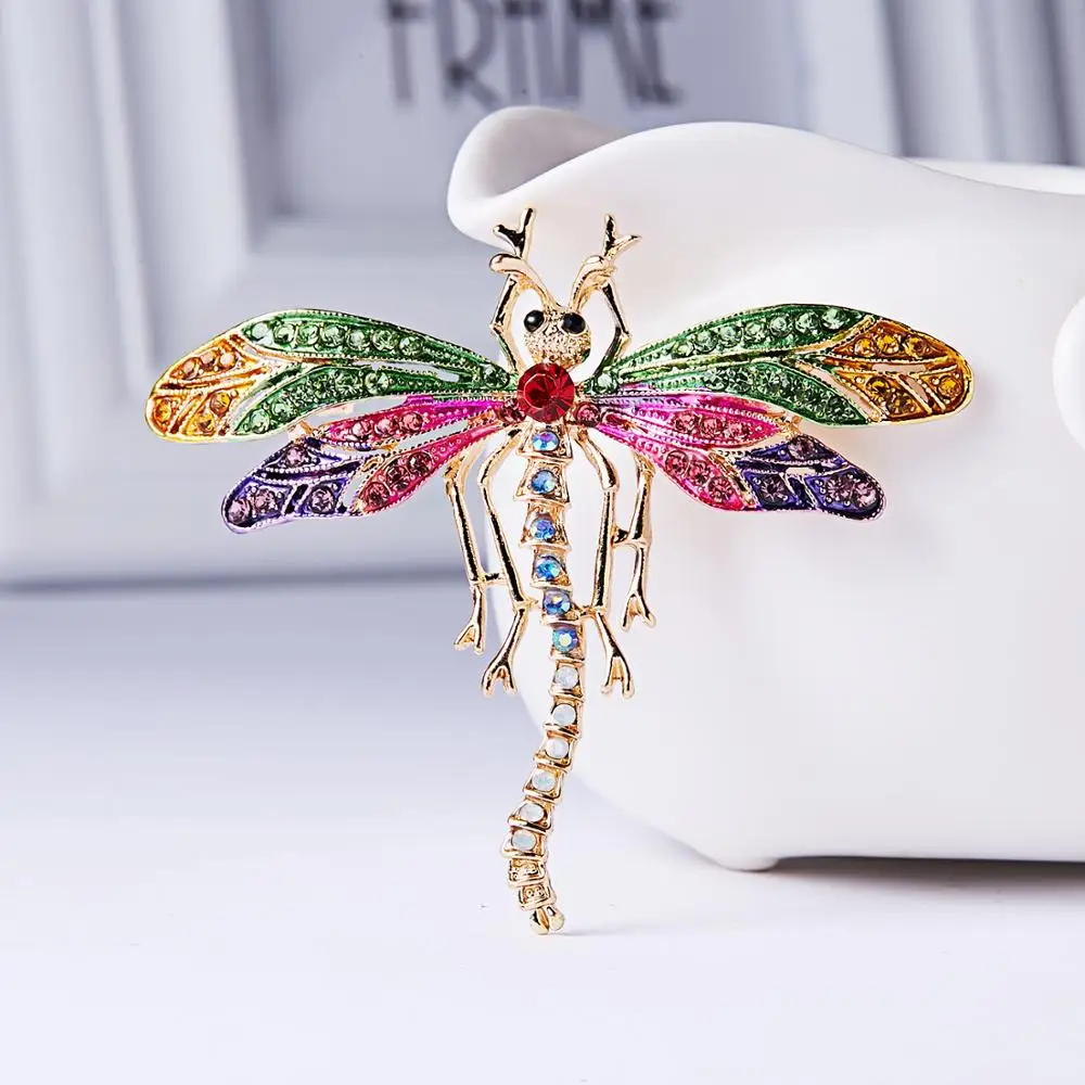 Красочные Крылья Стрекоза эмаль металлическая брошь с вырезами животное на